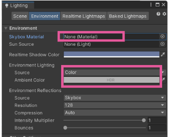 Lightingで環境光を暗くする設定