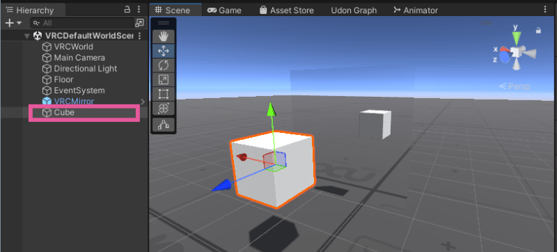 Cubeオブジェクトを設置