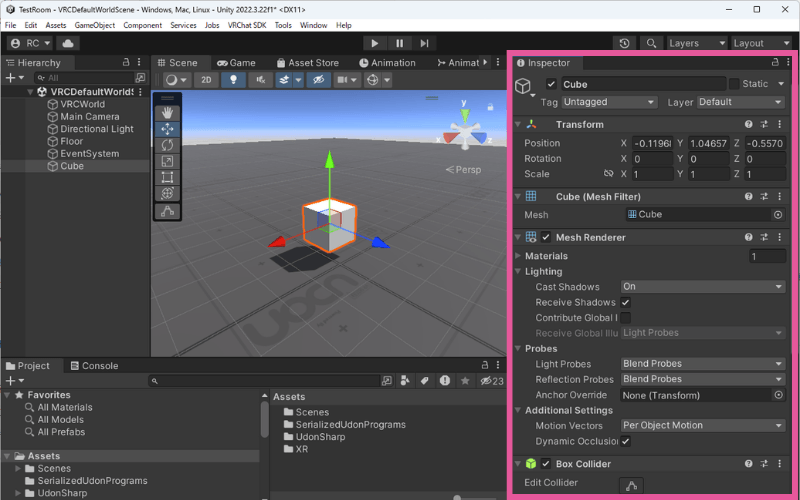 GameObjectのInspector